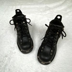 Harley Davidson Black Leather Lace Up Ankle Boots